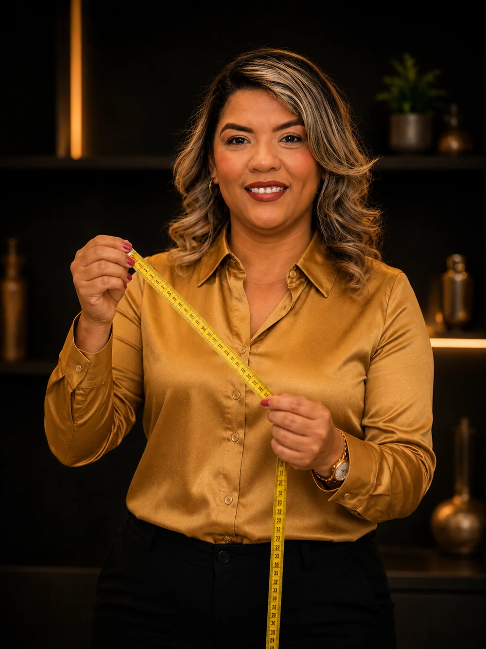 Dra. Josiene Felix com fita métrica